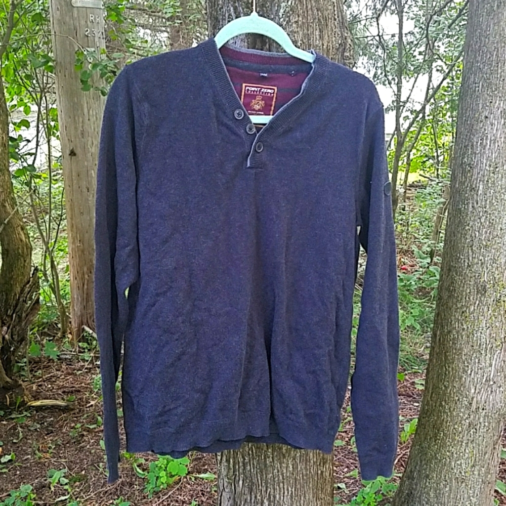 Point Zero Black Label Button Crew Neck Sweater - Picture 2 of 8